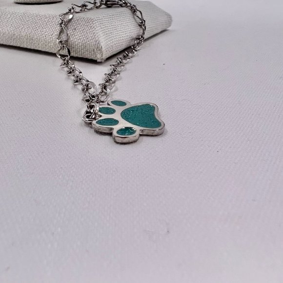 Turquoise Paw Charm Silver Tone 7” Bracelet - Picture 4 of 4
